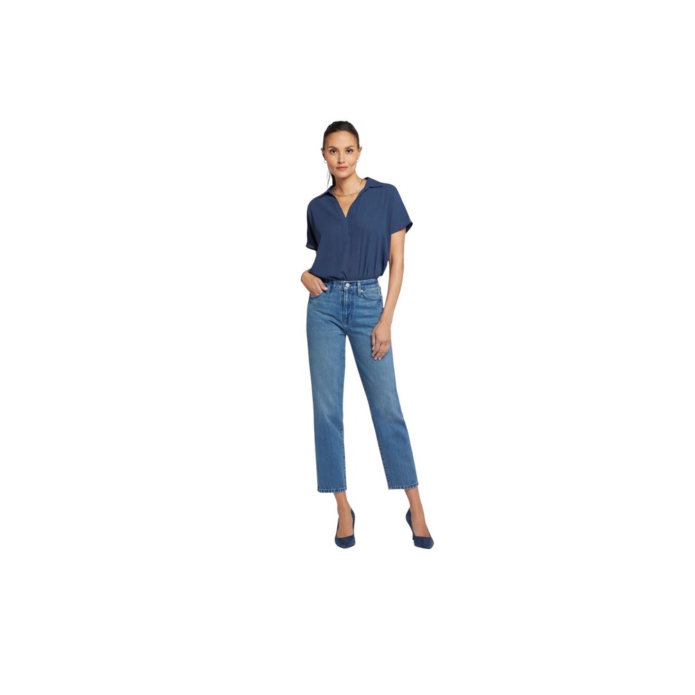 NYDJ Jeans Womens 33 Blue New Charlotte Relaxed High Rise Straight Leg Denim